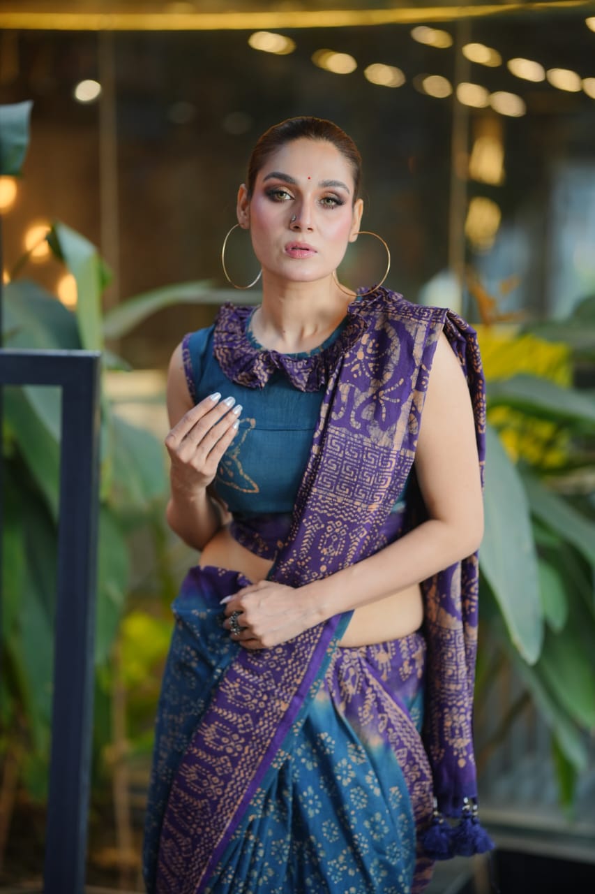 Vegetable Batik Saree – Handcrafted Elegance