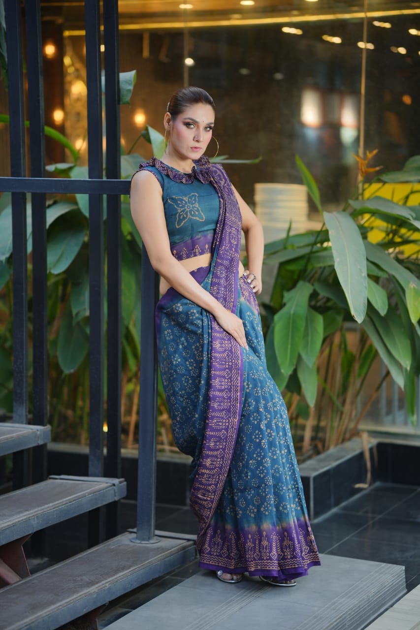 Vegetable Batik Saree – Handcrafted Elegance