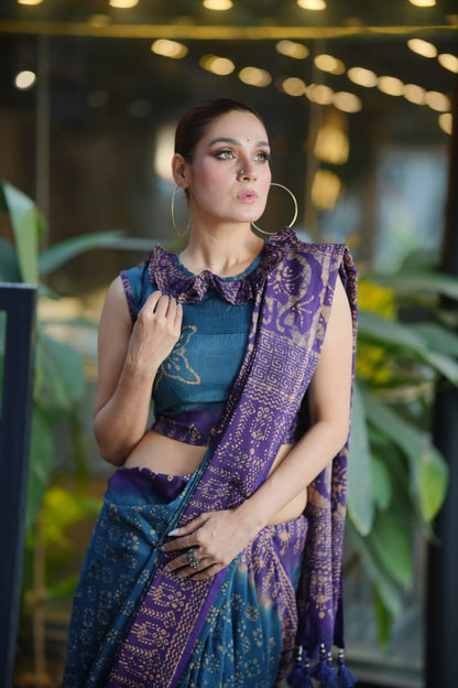 Vegetable Batik Saree – Handcrafted Elegance