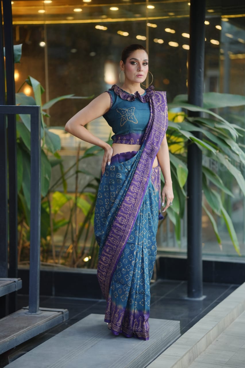 Vegetable Batik Saree – Handcrafted Elegance