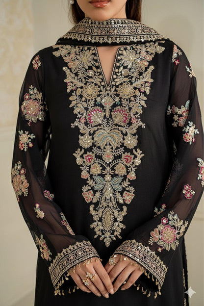 Chiffon Embroidered Dress